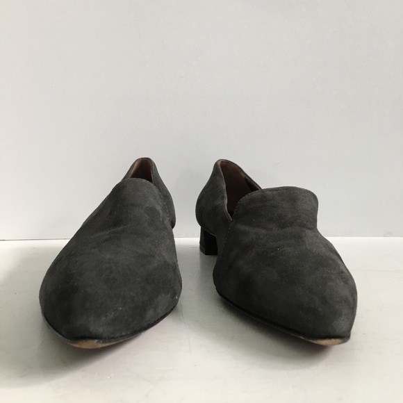 AGL Pointed Toe Gray Suede Loafer Block Heel - Picture 3 of 8